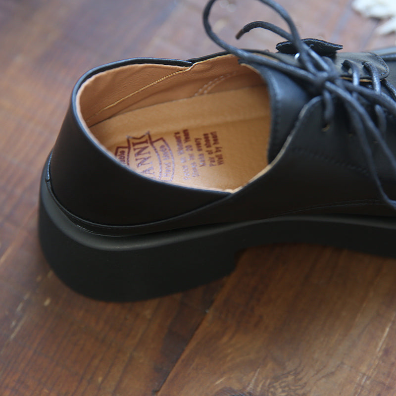 Women Retro Leather Solid Casual JK Shoes-RAIIFY