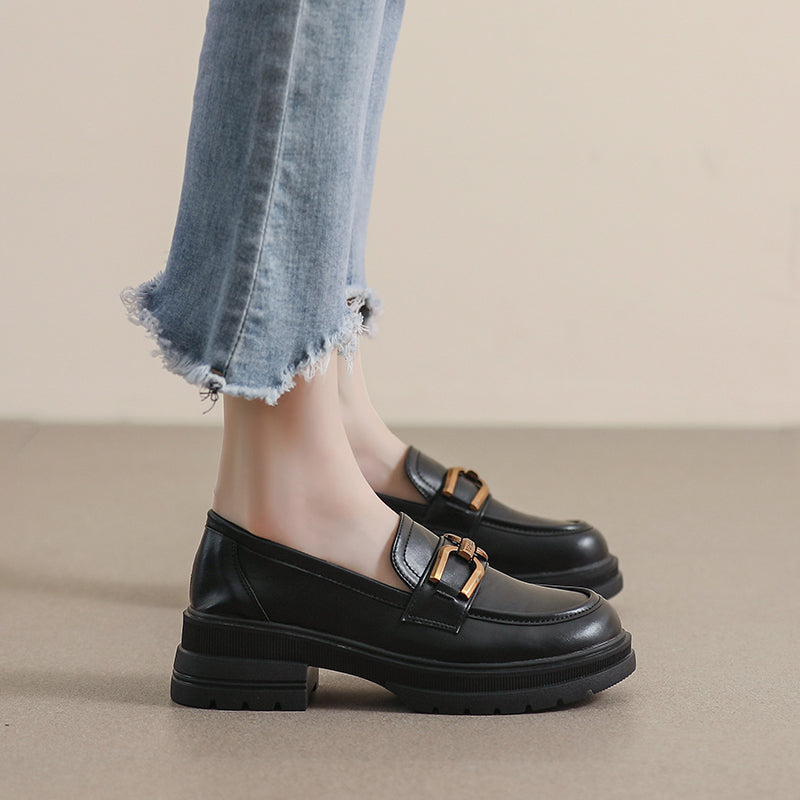 Women Fashion Minimalist Chunky Sole Casual Loafers-RAIIFY