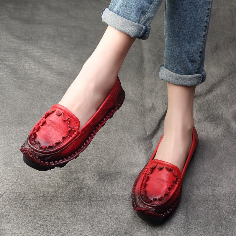 Women Cowhide Handmade Soft Casual Shoes-RAIIFY