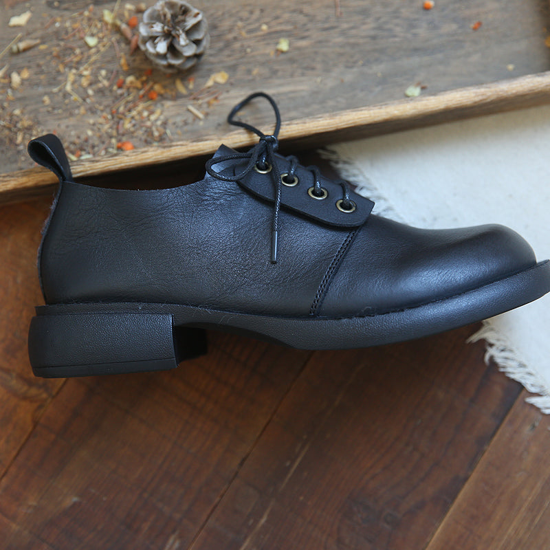Women Retro Cowhide Leather Casual Shoes-RAIIFY