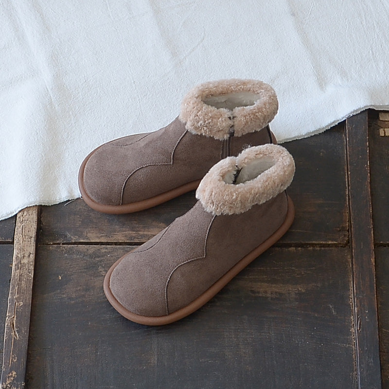 Women Retro Minimalist Flat Winter Snow Boots-RAIIFY