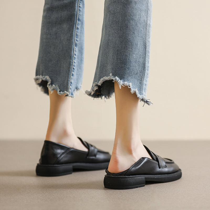 Women Summer Retro Soft Leather Loafers-RAIIFY