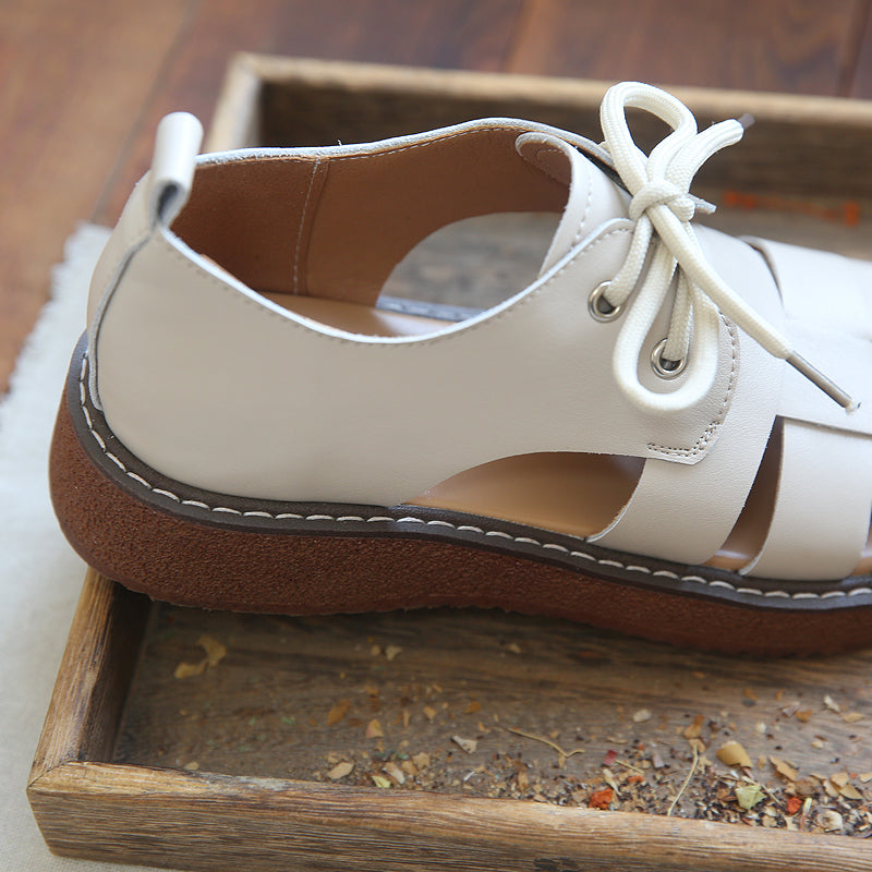Women Summer Retro Plaited Leather Casual Sandals-RAIIFY