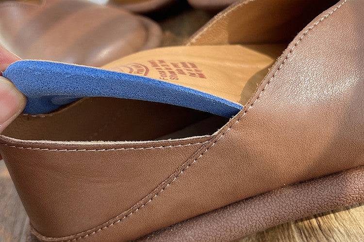 Women Retro Solid Soft Leather Flat Loafers-RAIIFY