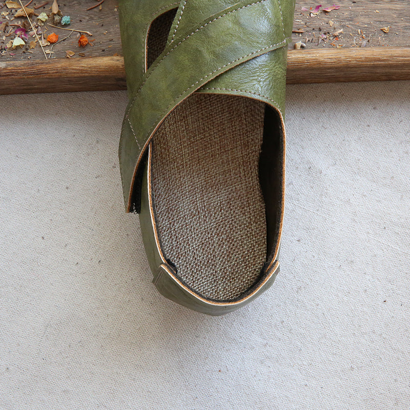 Women Handmade Retro Soft Velcro Casual Flats-RAIIFY