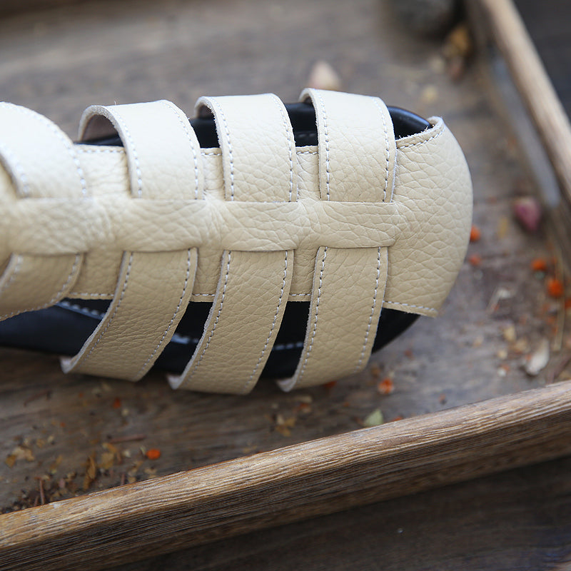 Women Retro Handcraft Plaited Leather Casual Sandals-RAIIFY