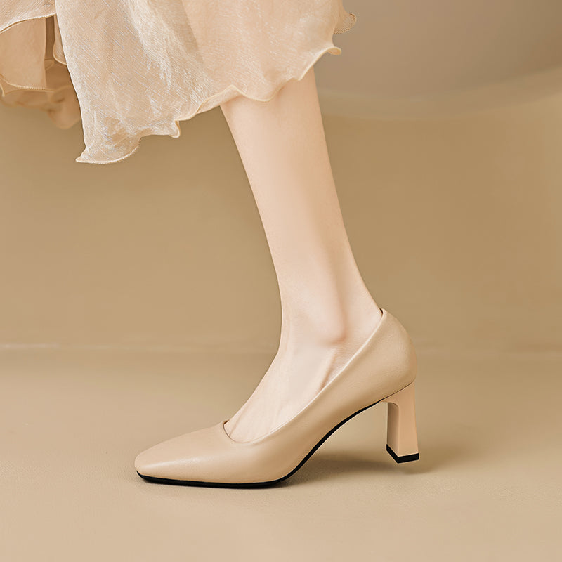 Women Casual Stylish Minimalist Chunky Heel Pumps-RAIIFY