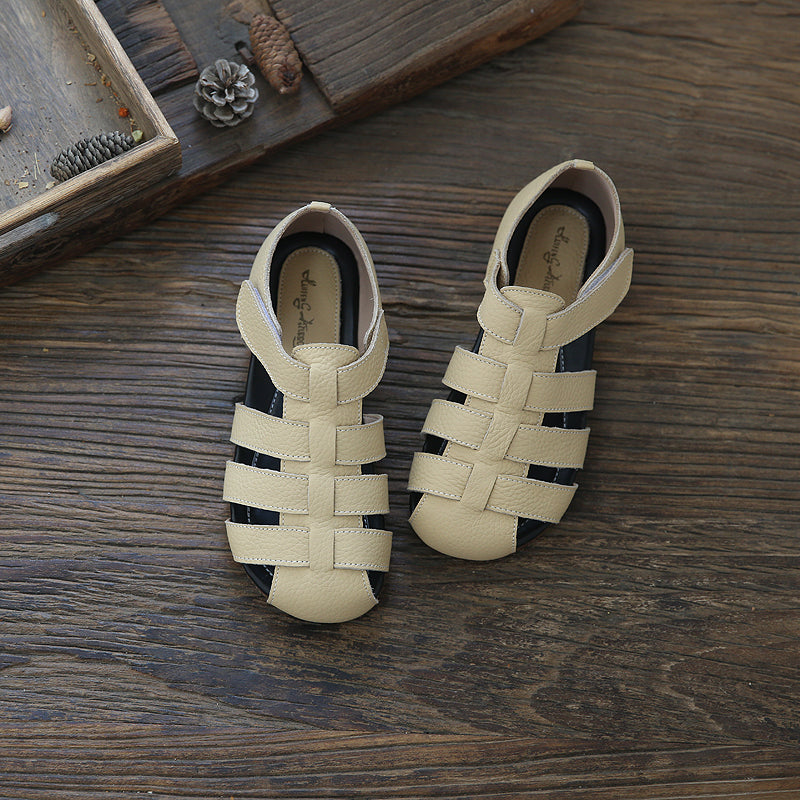 Women Retro Handcraft Plaited Leather Casual Sandals-RAIIFY